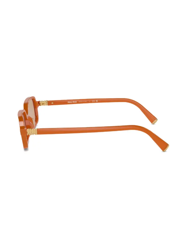 Miu Miu Eyewear Óculos De Sol Com Logo | Laranja | FARFETCH BR