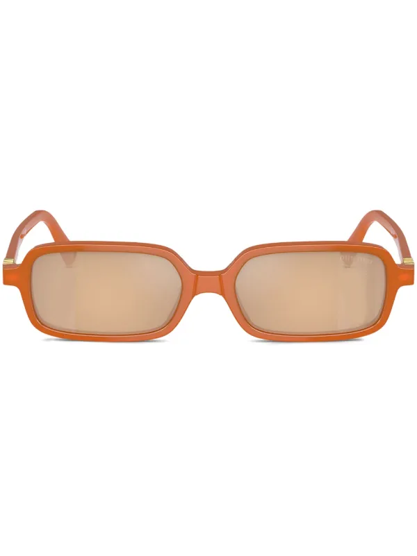みゅう　4点 Miu Miu Eyewear Óculos De Sol Com Logo | Laranja | FARFETCH BR