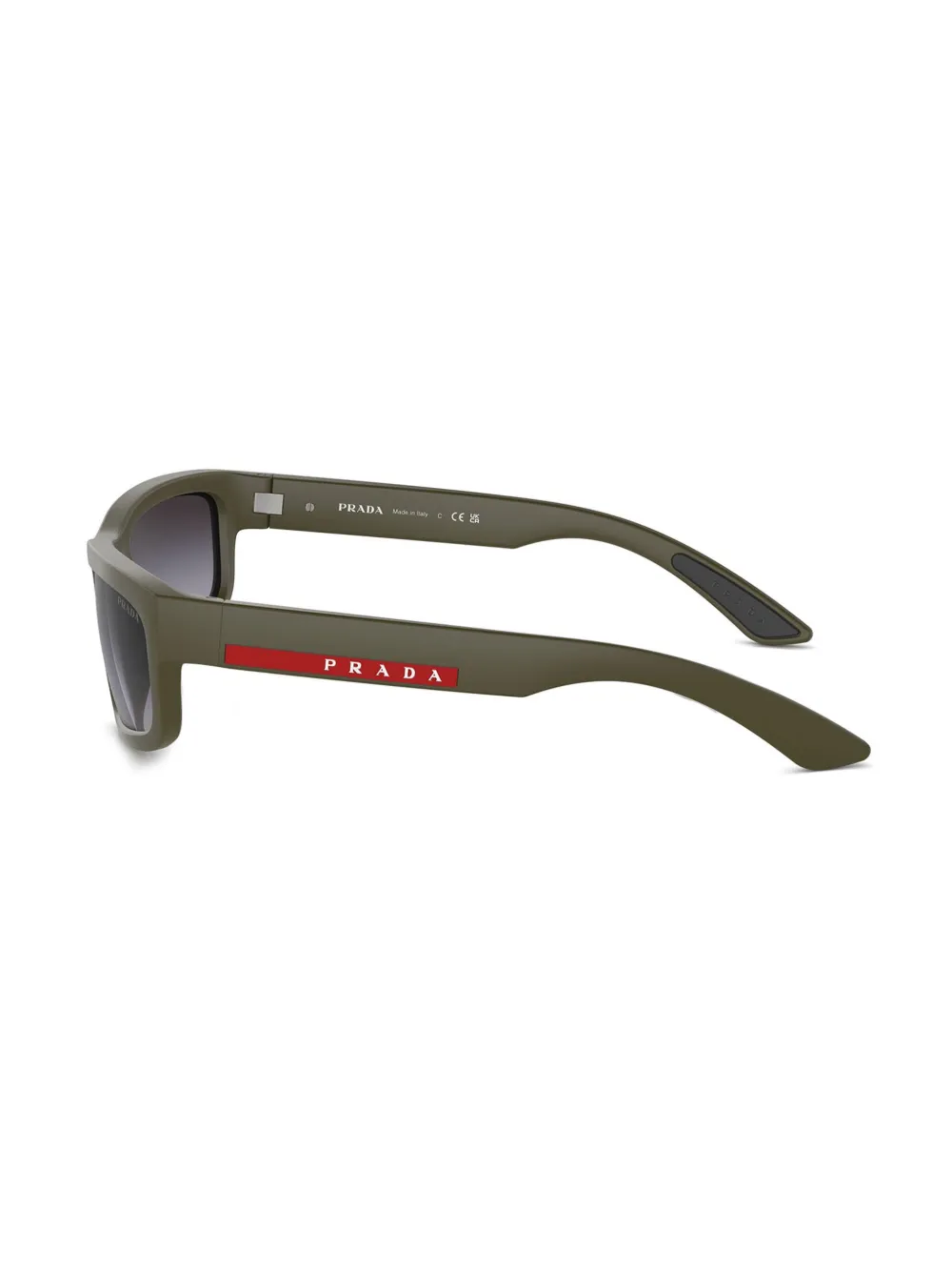 Prada Linea Rossa Zonnebril met mat rechthoekig montuur Groen