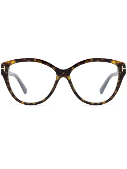 TOM FORD Eyewear Cat-Eye-Brille in Schildpattoptik