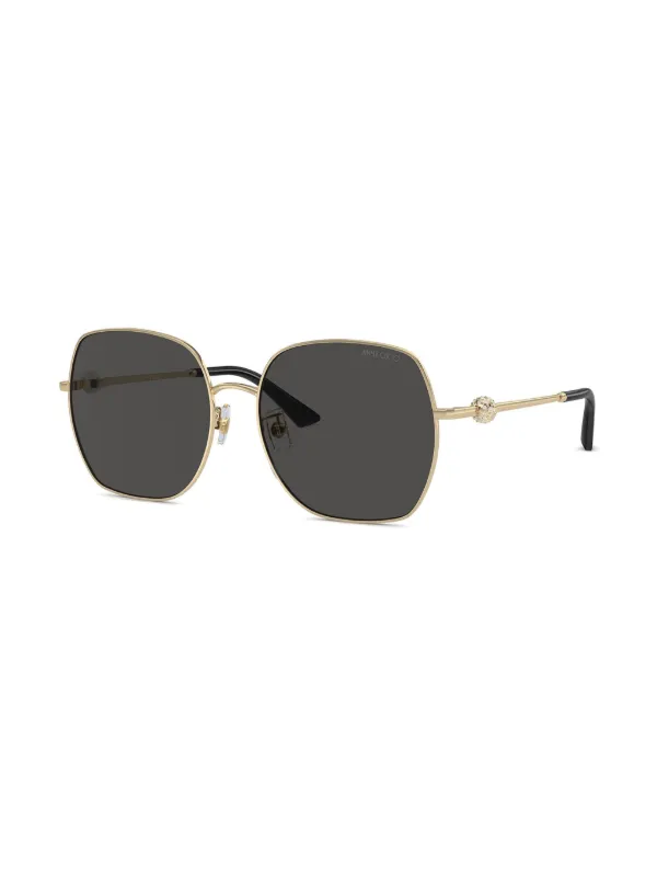 JIMMY CHOO EYEWEAR Crystal-Embellished Square Gold Frame Sunglasses NEW Kristal | Pale Gold Cat Eye Sunglasses with Crystals | JIMMY  main image 3