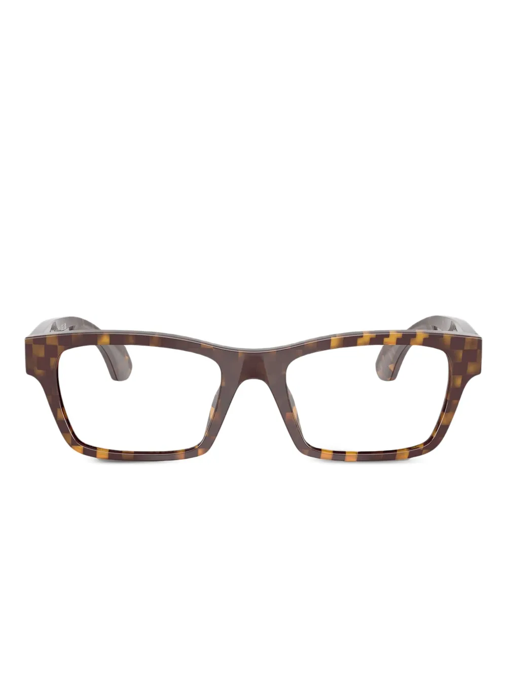 Alain Mikli checkerboard-pattern square glasses | Brown | Image 1