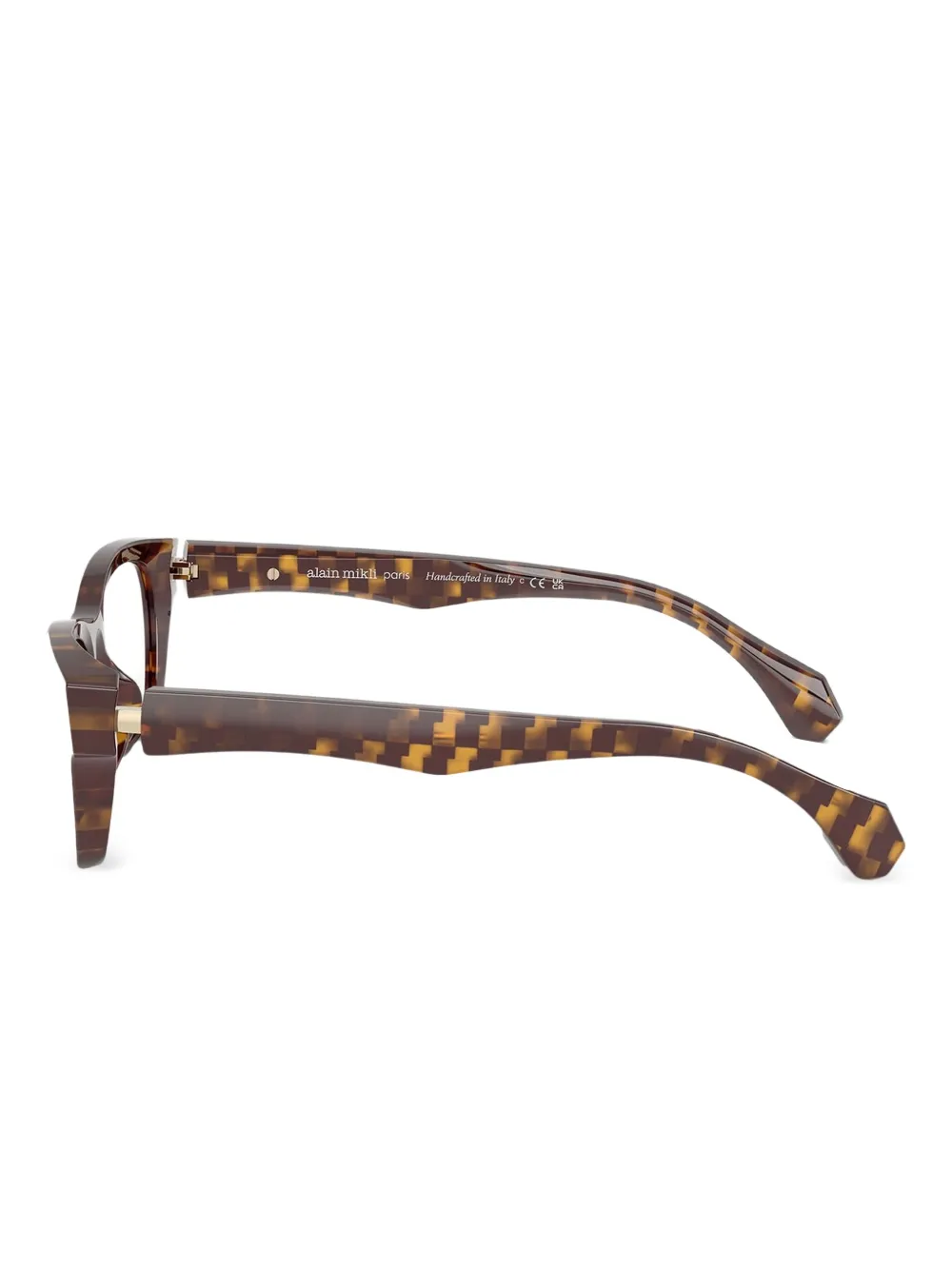  Alain Mikli Checkerboard-pattern Square Glasses - Brown 
