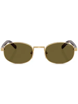 Prada Eyewear oval-frame Sunglasses | Gold | FARFETCH IN