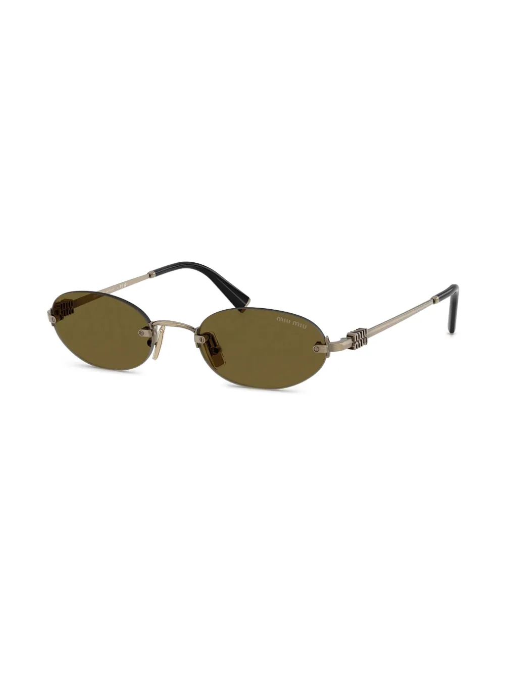 Miu Miu Eyewear Zonnebril met ovalen montuur - Goud