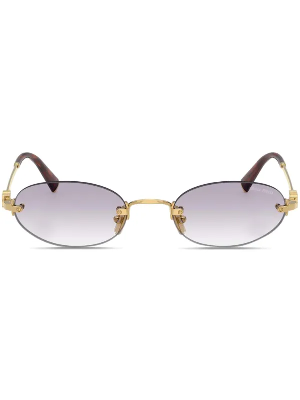 Miu Miu ラウンド型サングラス ピンク Miu Miu Eyewear オーバル