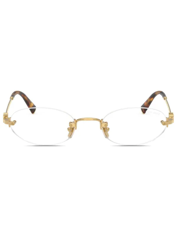 【MIU MIU】眼鏡 オーバル リムレス メタル ロゴ ゴールド MIU MIU】眼鏡 オーバル リムレス メタル ロゴ ゴールド (MiuMiu