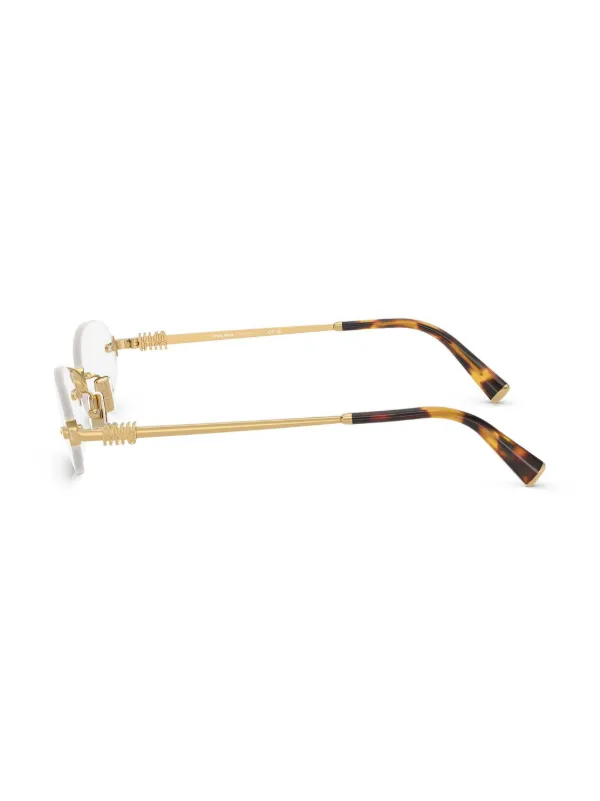 Miu Miu Eyewear Oval Rimless Glasses | Gold | FARFETCH