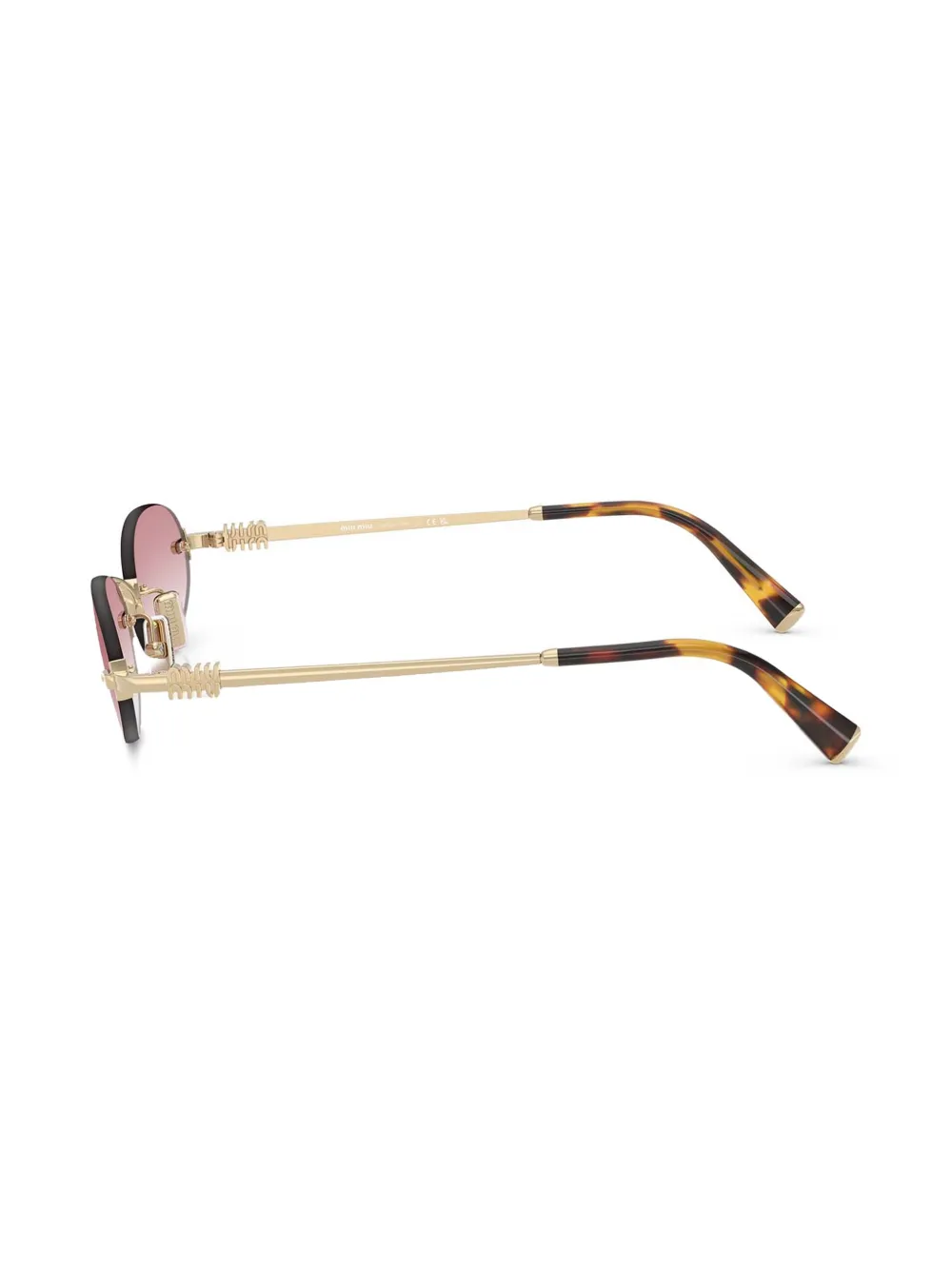 Miu Eyewear Zonnebril met ovalen montuur Goud