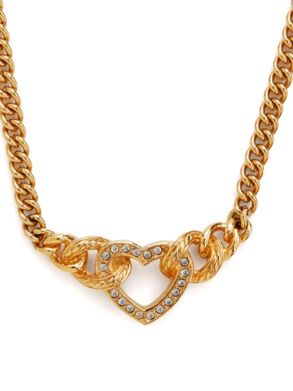 Christian Dior Pre-Owned heart rhinestone necklace - Goud