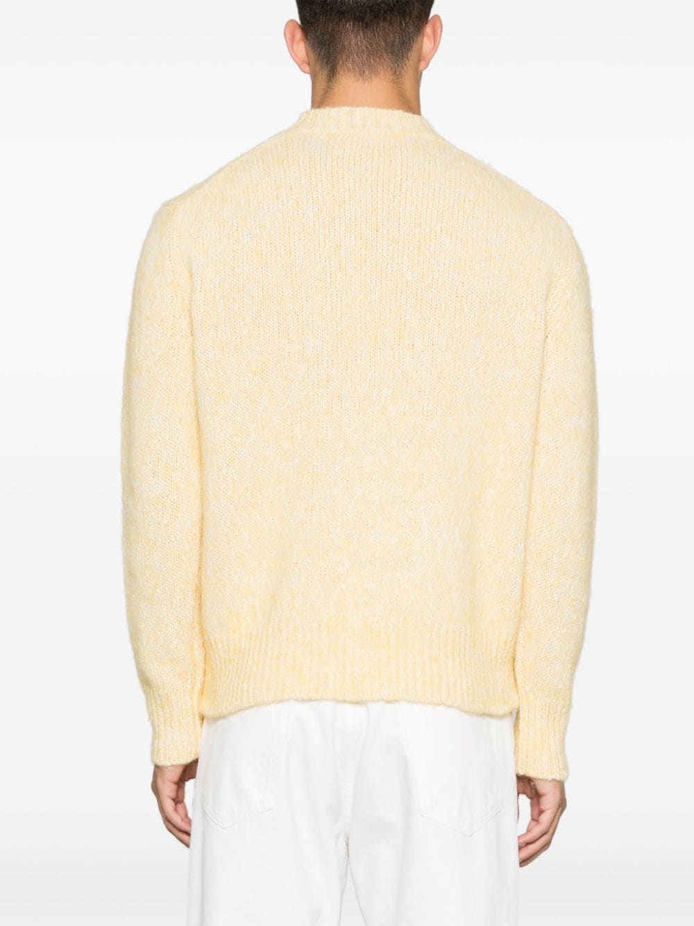 Shop Lardini Crew-neck Long-sleeve Sweater In Yellow