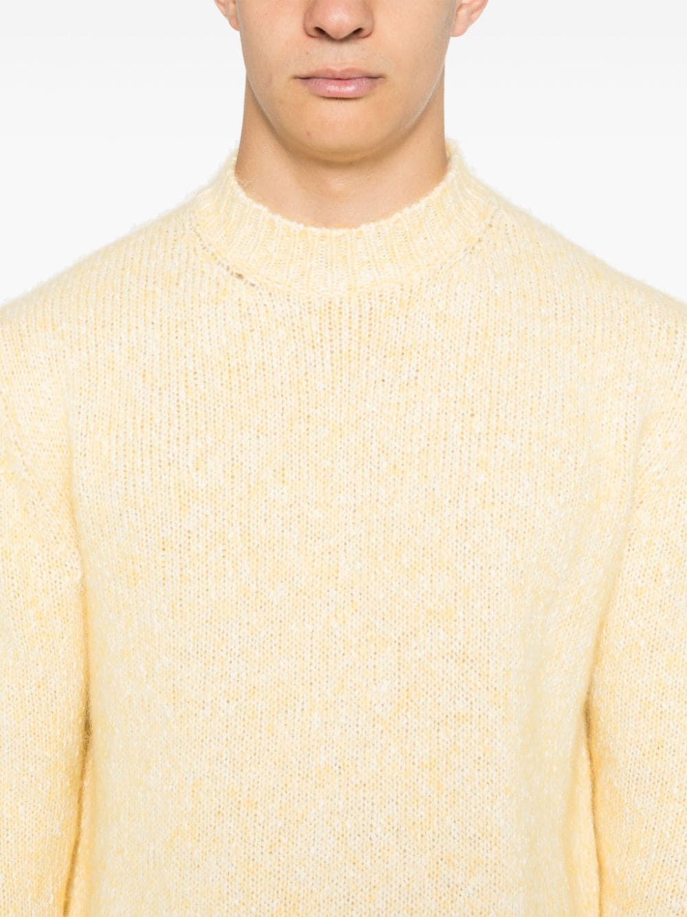 Shop Lardini Crew-neck Long-sleeve Sweater In Yellow