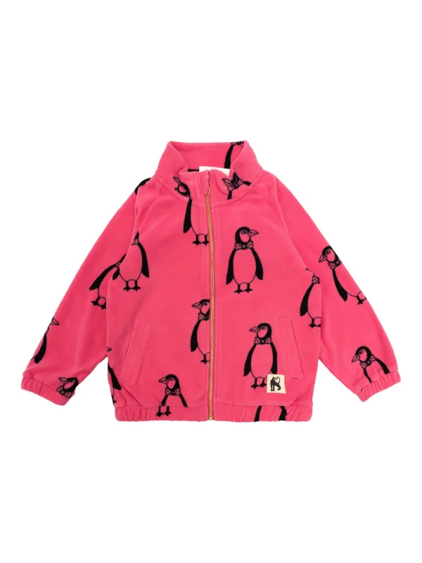 Mini Rodini Penguin Fleece Jacket | Pink | FARFETCH CA
