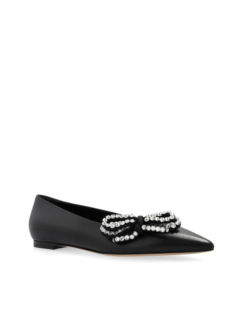 Shop Casadei Embellished Leather Ballerina Shoes In Black