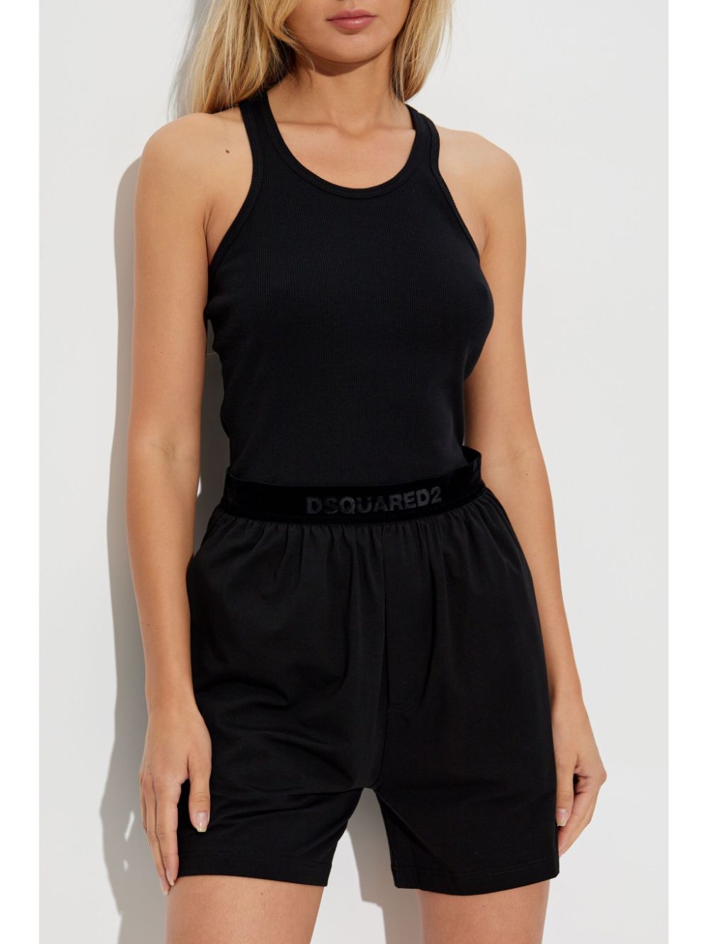 Shop Dsquared2 Sleeveless Cotton Top In Black