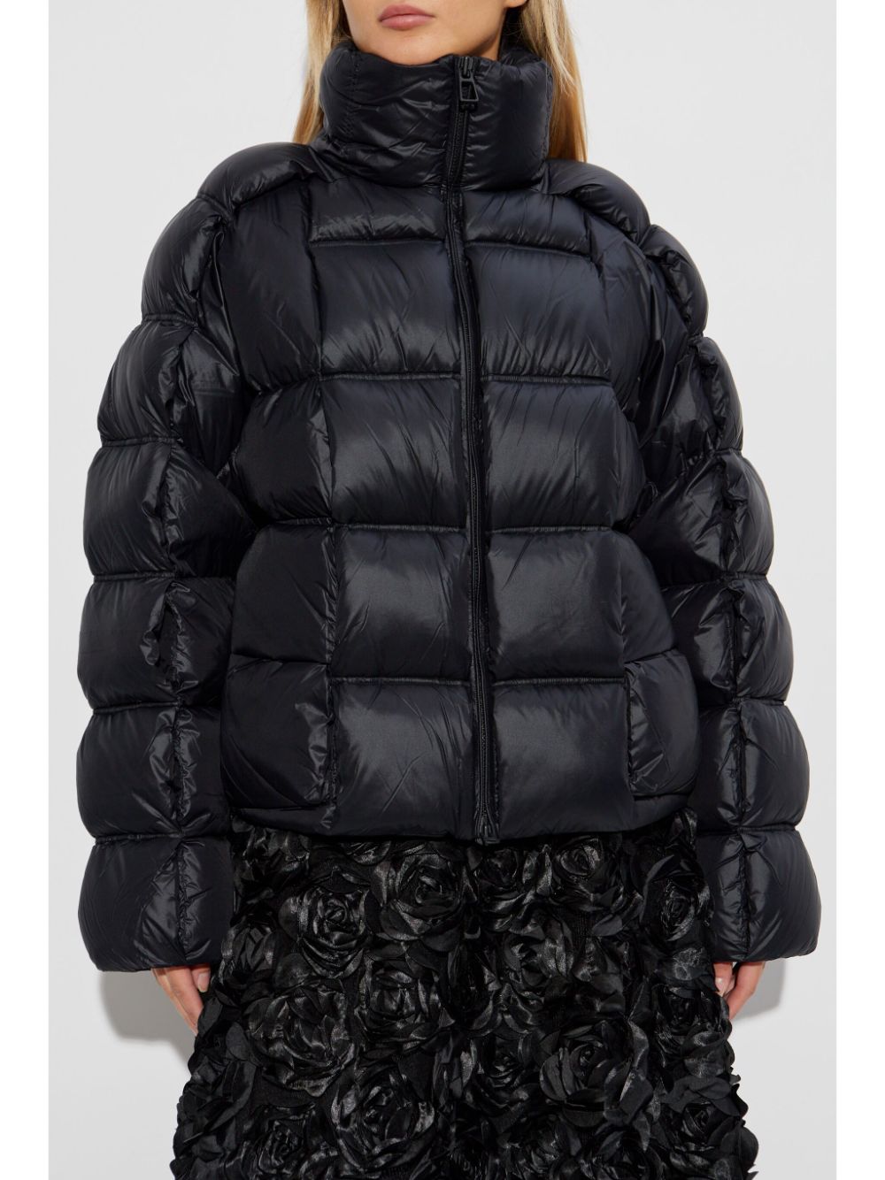 Shop Raxxy Panelled Puffer Jacket In Black