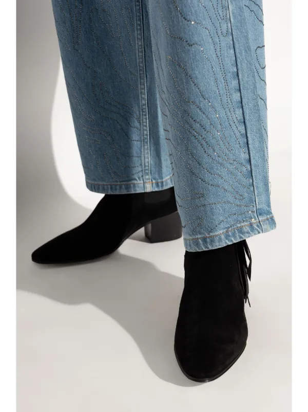 Casadei Fringed Ankle Boots | Black | FARFETCH PL