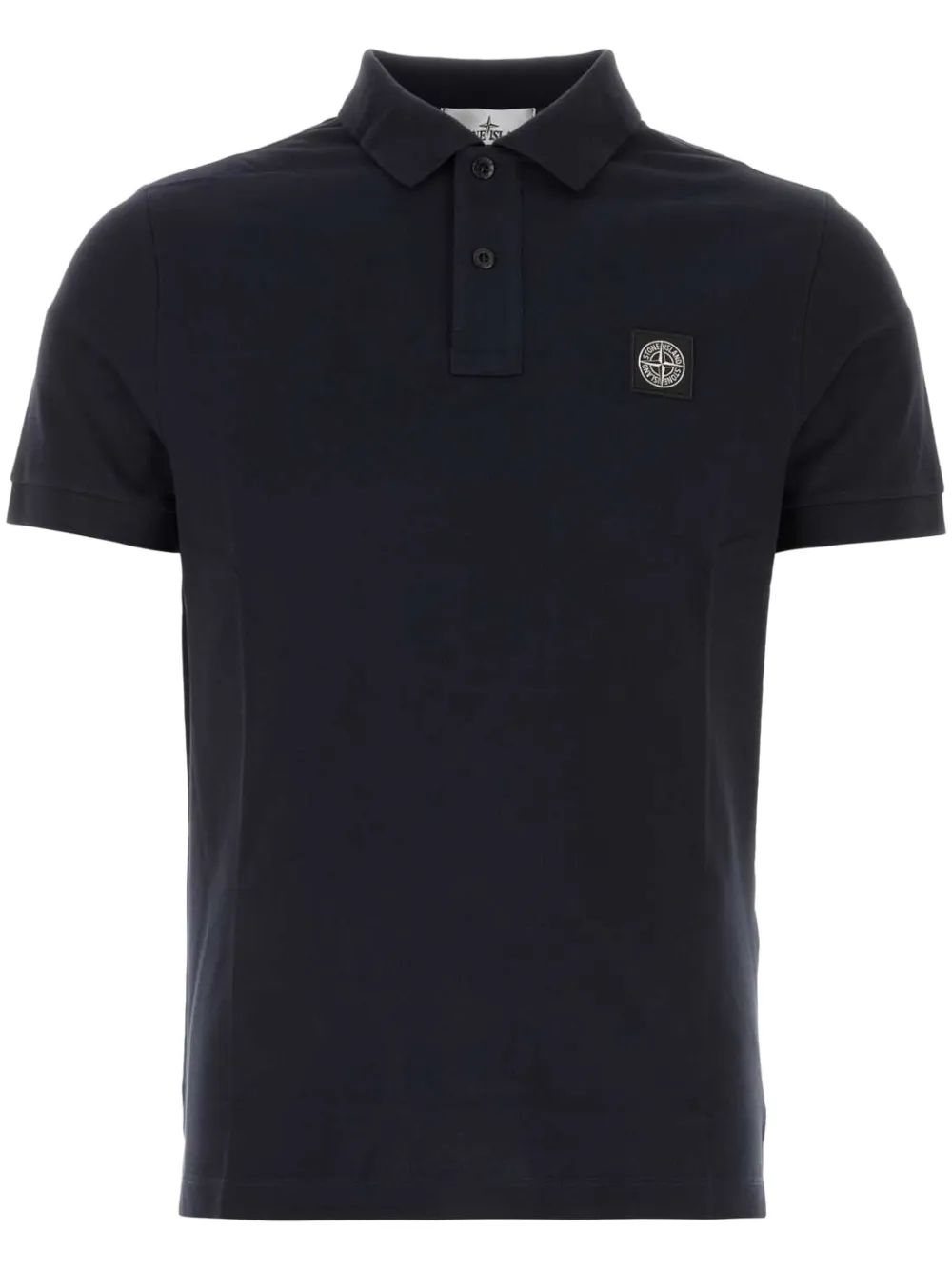 Stone Island Compass-motif piqué polo shirt Blauw