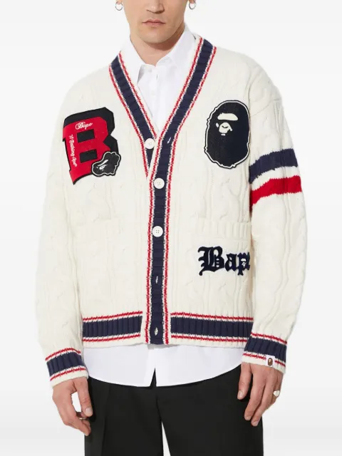 A BATHING APE® cable-knit varsity cardigan