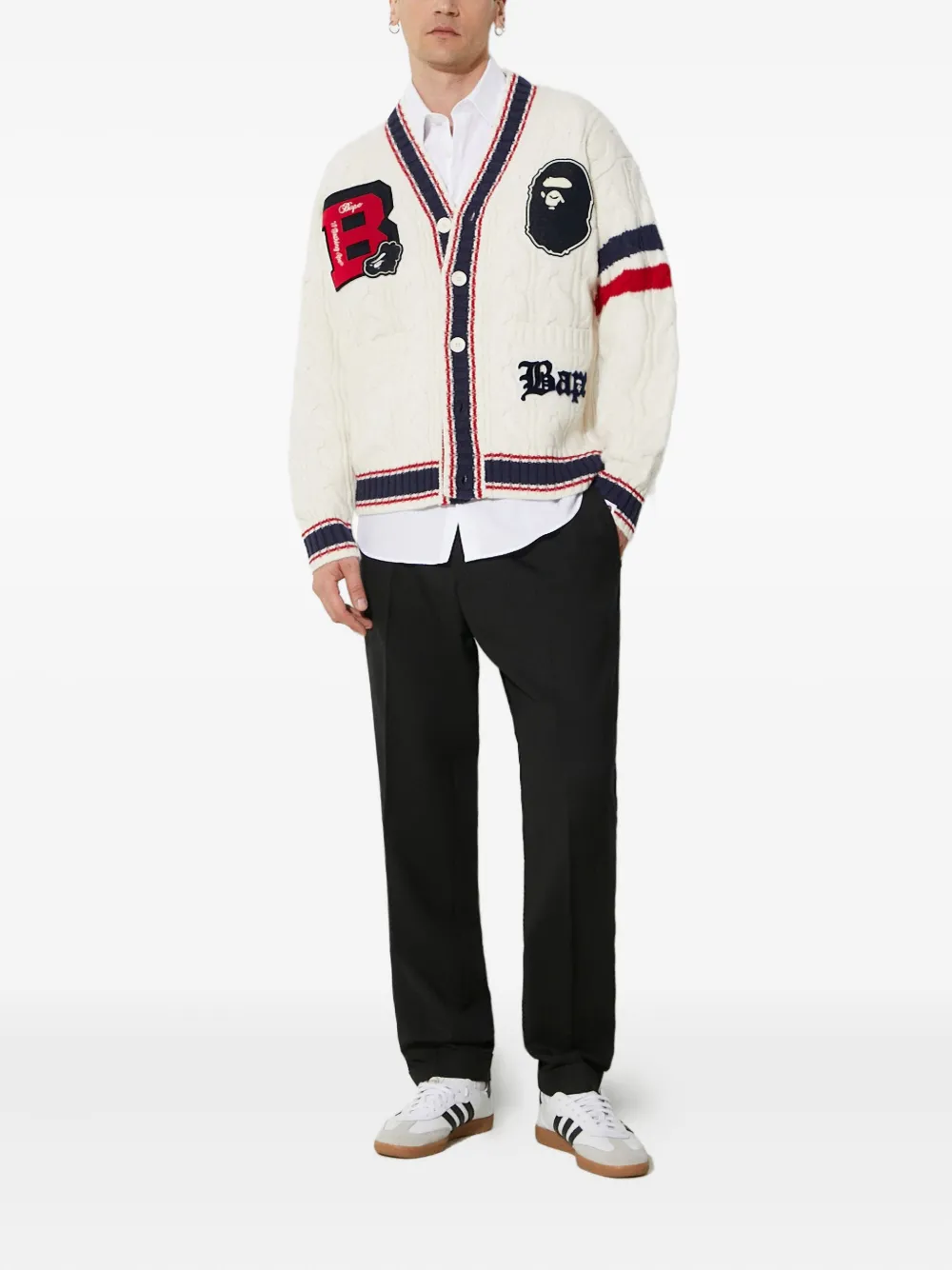 A BATHING APE® cable-knit varsity cardigan | Cárdigans | Image 2