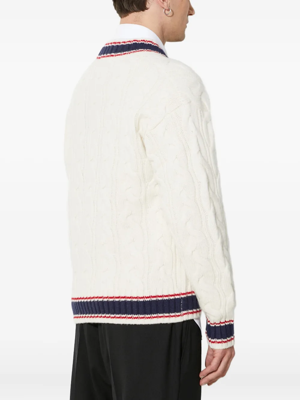 A BATHING APE Kabelgebreid universiteitsvest Beige