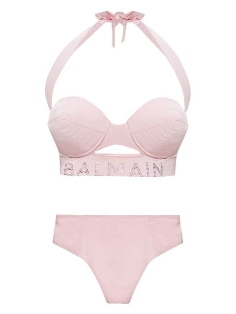 Balmain bikini con aplique del logo