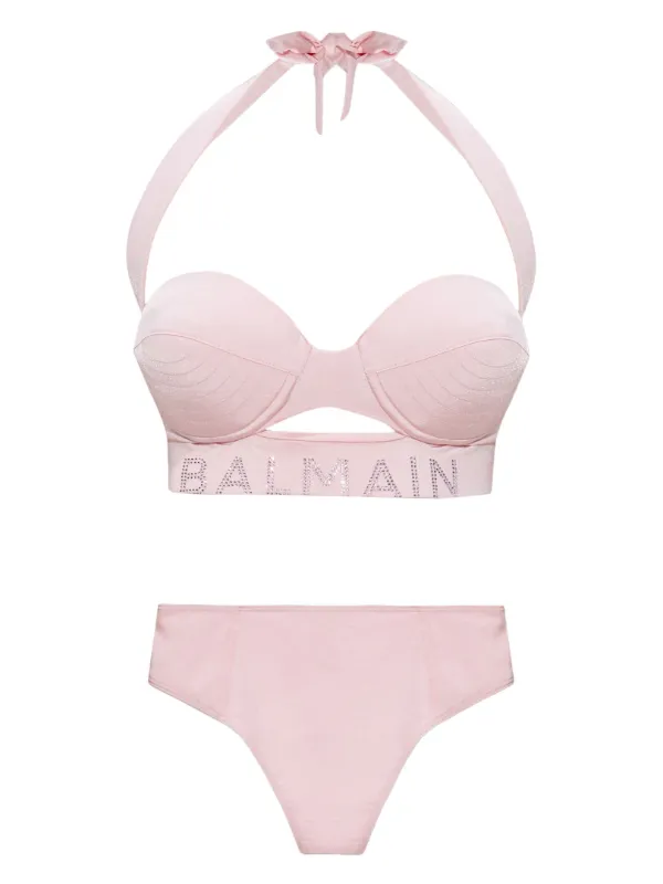 BALMAIN 関税送料込 ピンク ロゴ ビキニ Balmain logo-print Bikini Set | Pink | FARFETCH