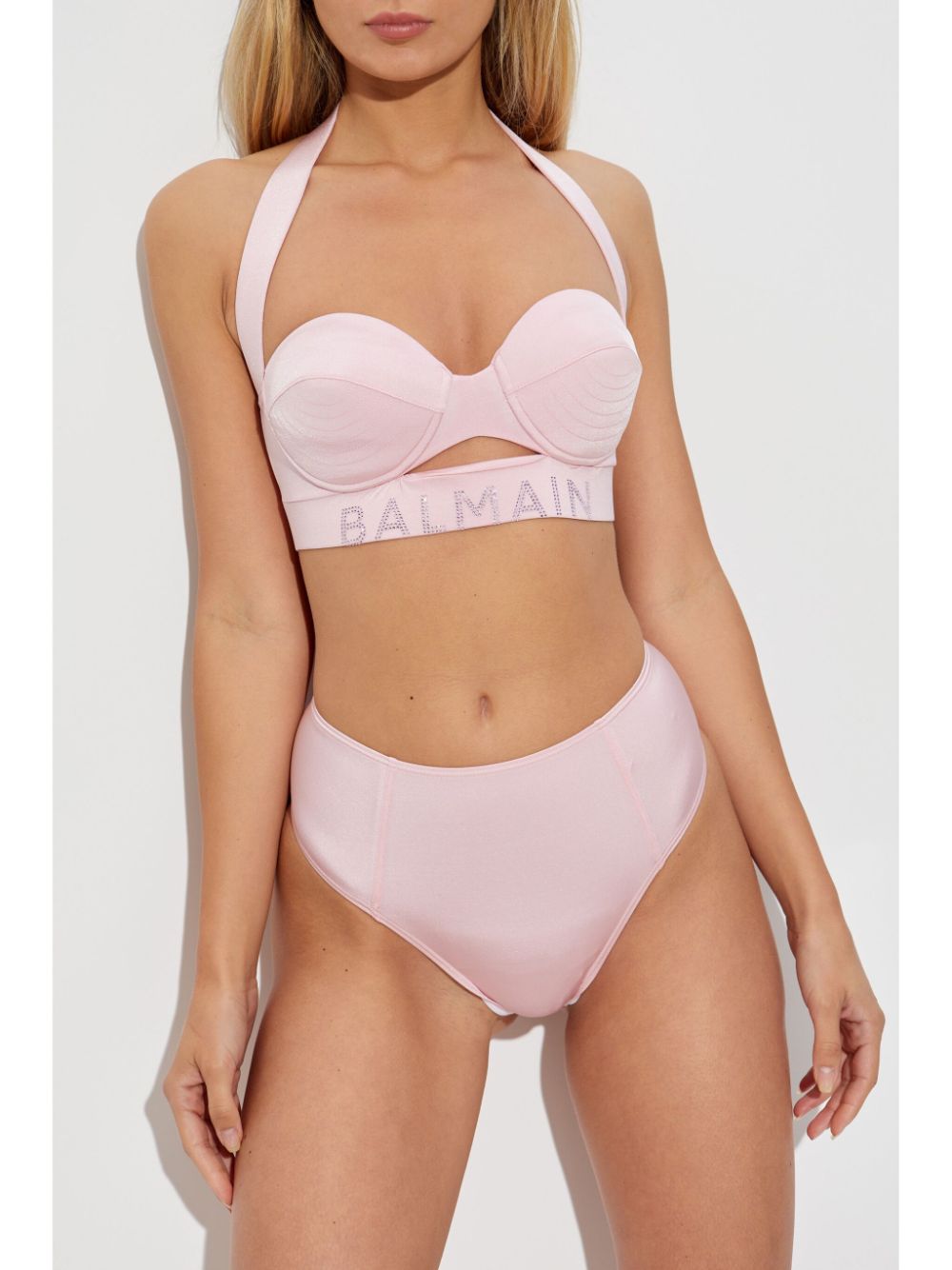 Balmain logo-embellished bikini set - Roze