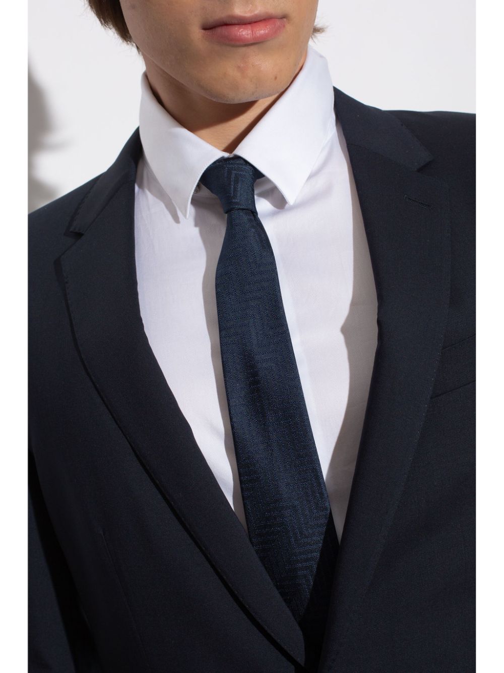 Lanvin check pattern pointed tie - Blauw