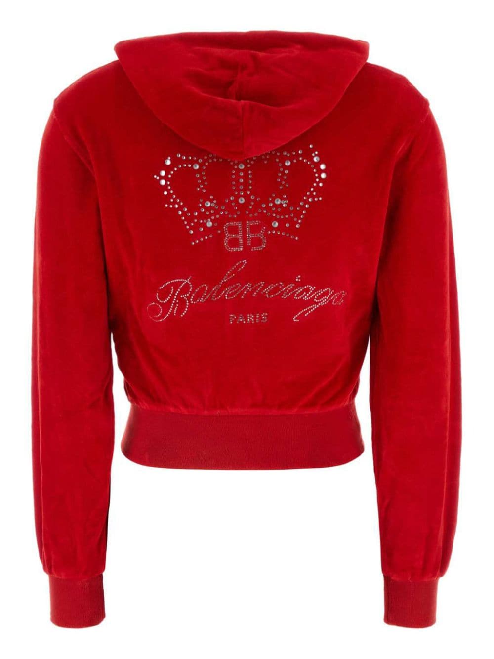 Balenciaga rhinestone logo Zipped Hoodie Red FARFETCH