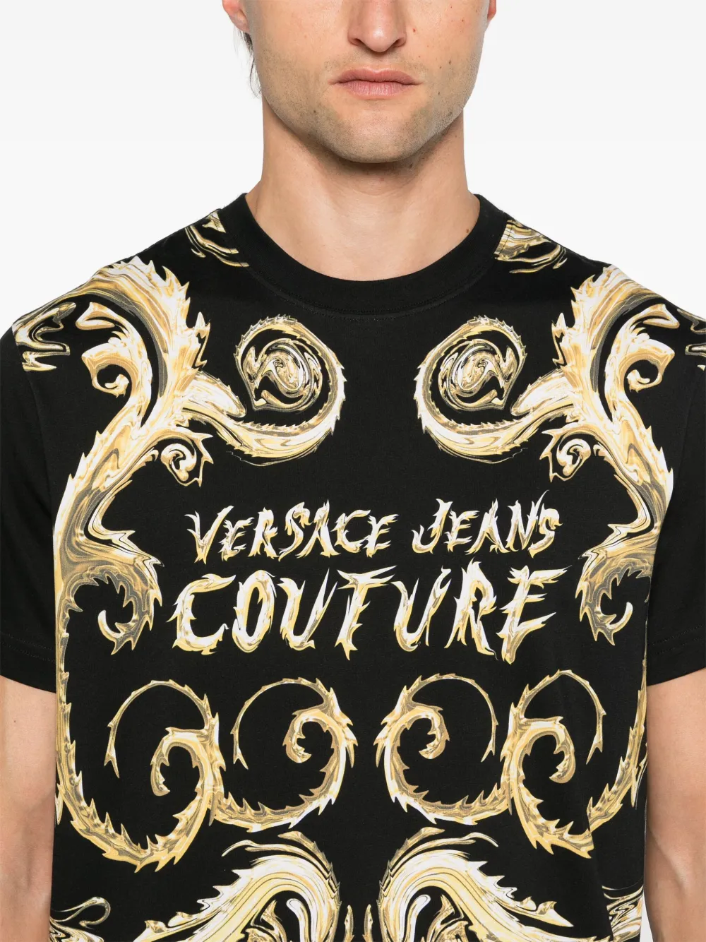 Shop Versace Jeans Couture Chromo Couture T-shirt In Black