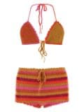 Rose Carmine striped crochet bikini set - Orange