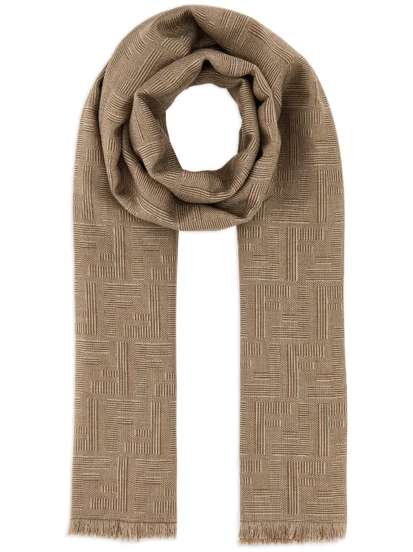 FENDI monogram print Scarf Neutrals FARFETCH BN