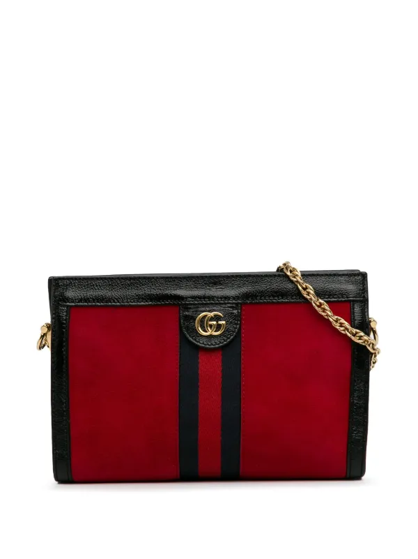 Gucci Pre Owned 2016 2023 Small Suede Ophidia Chain Crossbody Bag Red FARFETCH AE