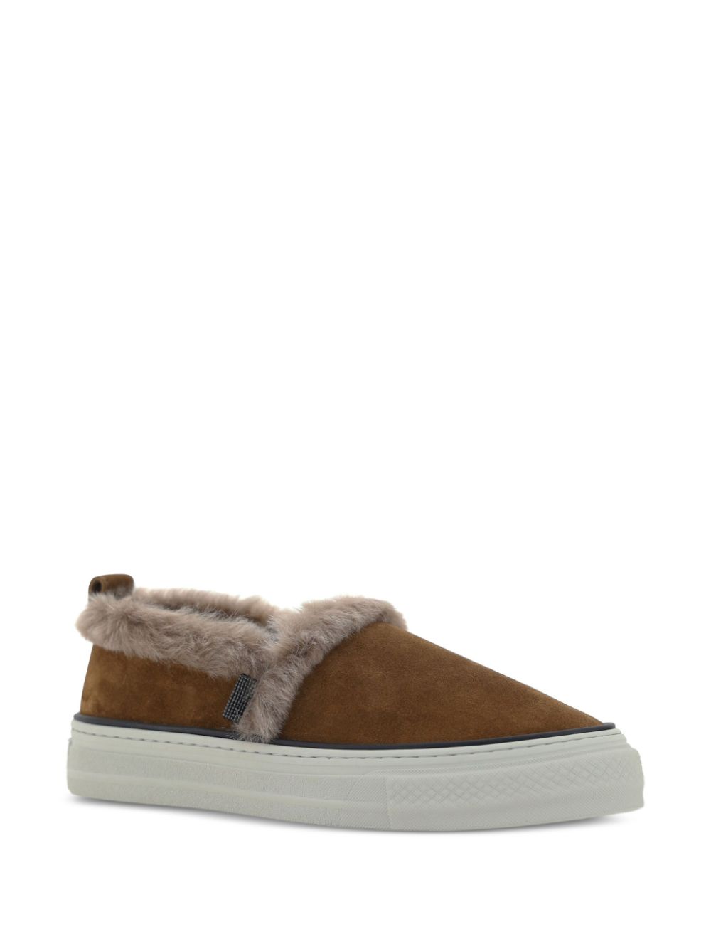 Brunello Cucinelli Glanzende suède sneakers Bruin