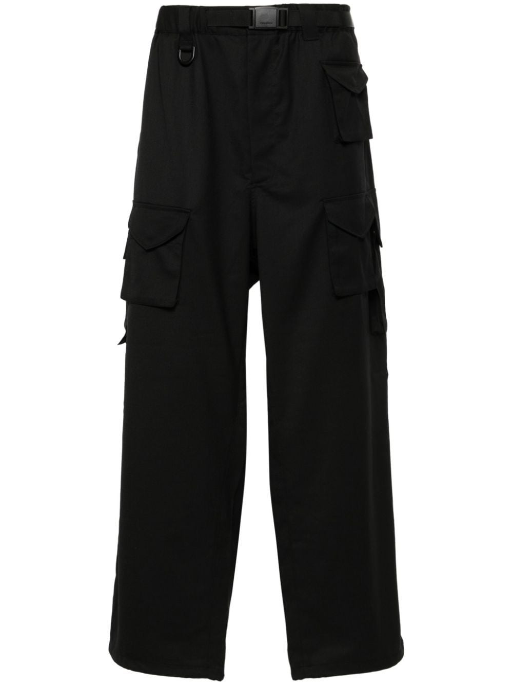 Shop Y-3 Wide-leg Trousers In Black