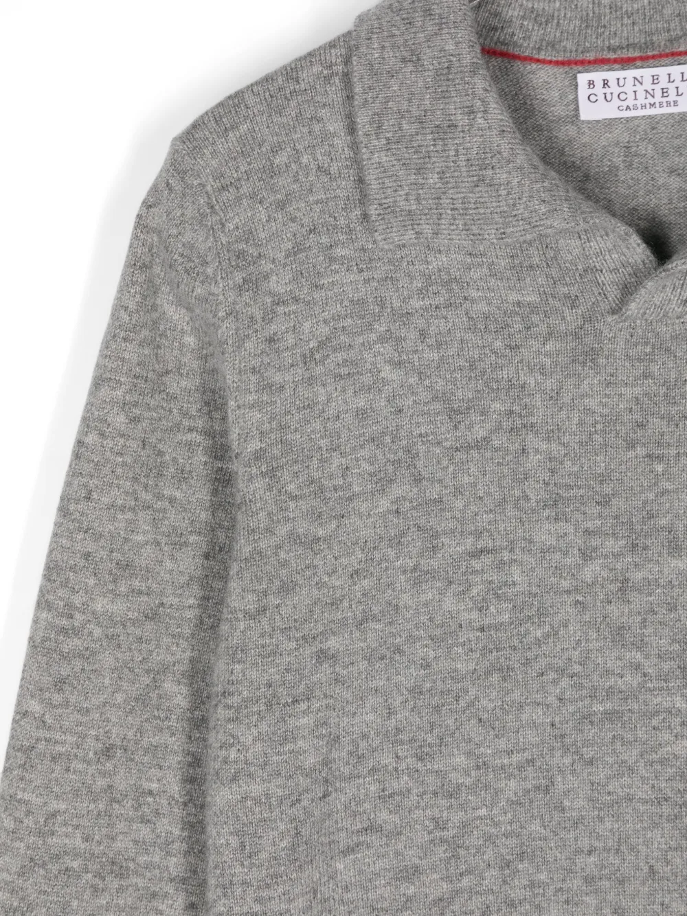 Brunello Cucinelli Kids Fijngebreid poloshirt Grijs
