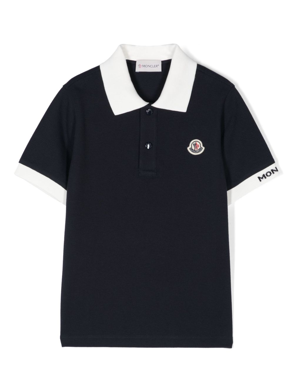 Moncler Enfant logo-patch polo shirt - Blue