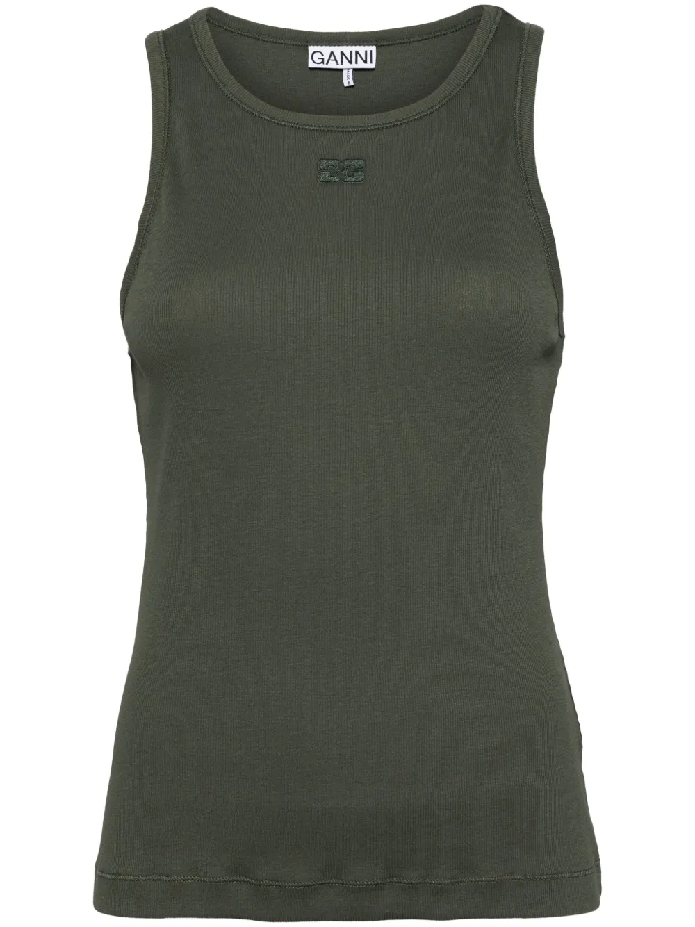 GANNI Tanktop met geborduurd logo Groen