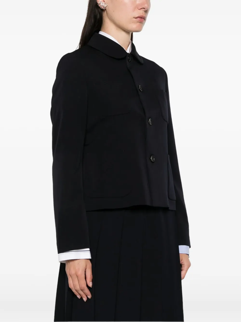  Comme Des Garçons Girl Peter-pan Collar Pocket Cardigan - Black 