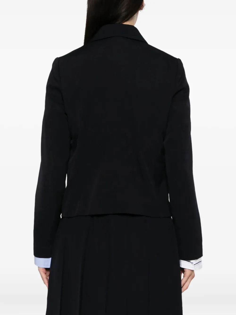 Comme Des Garçons Girl Vest met Peter Pan kraag en zak Zwart