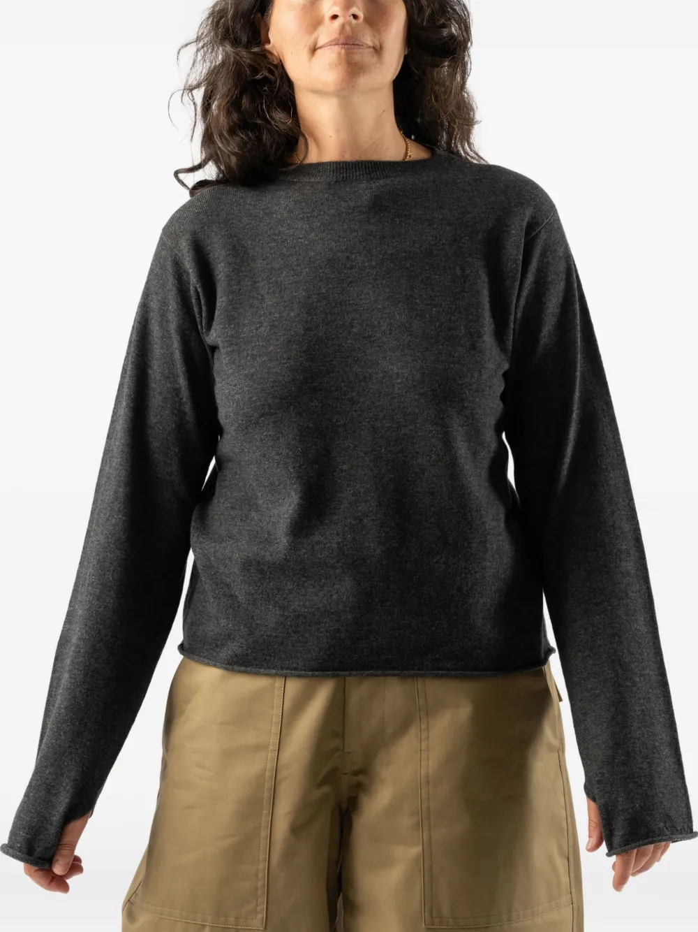 Sofie D'hoore raw-edge long-sleeve sweater | Grey | Image 1