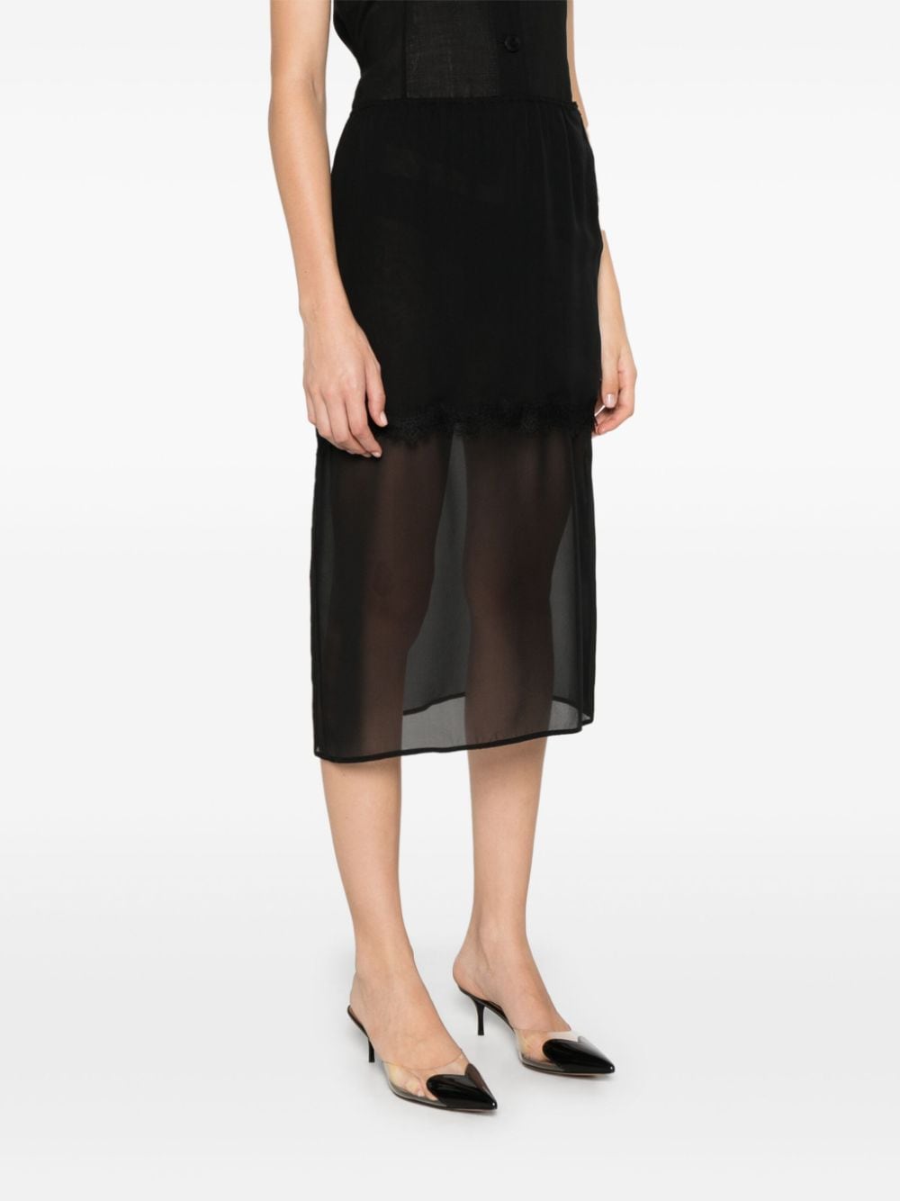 Shop Blumarine Layered Midi Skirt In Black