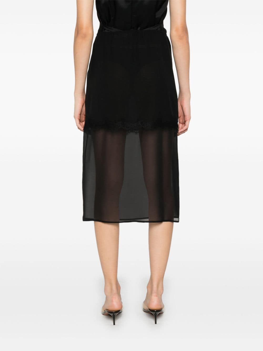 Shop Blumarine Layered Midi Skirt In Black