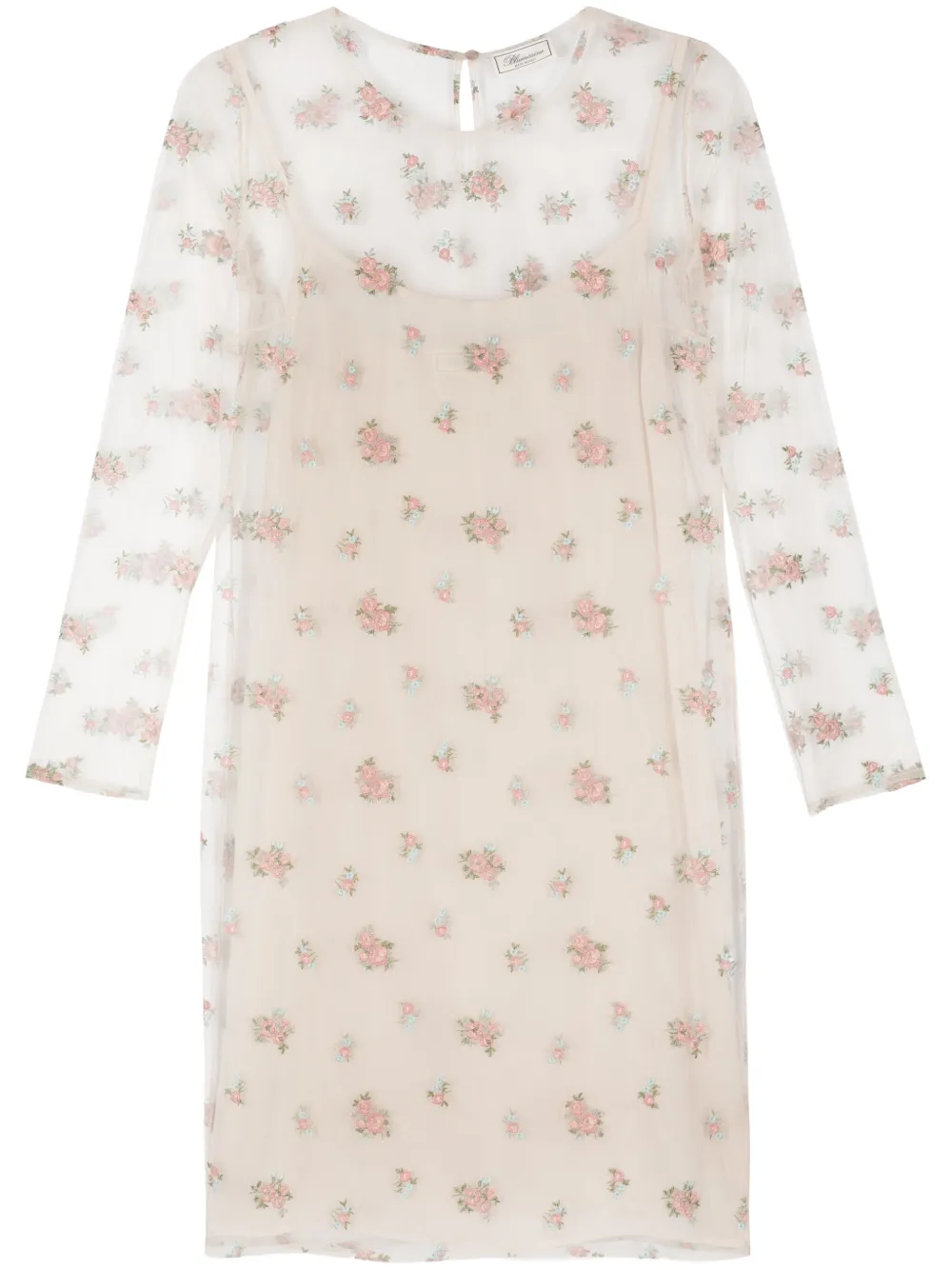 Blumarine robe mi-longue à fleurs brodées | tons neutres | Image 1