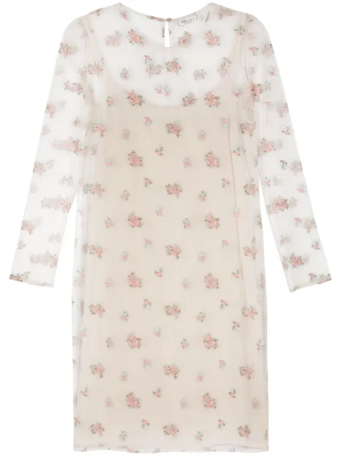 Blumarine floral-embroidery midi dress