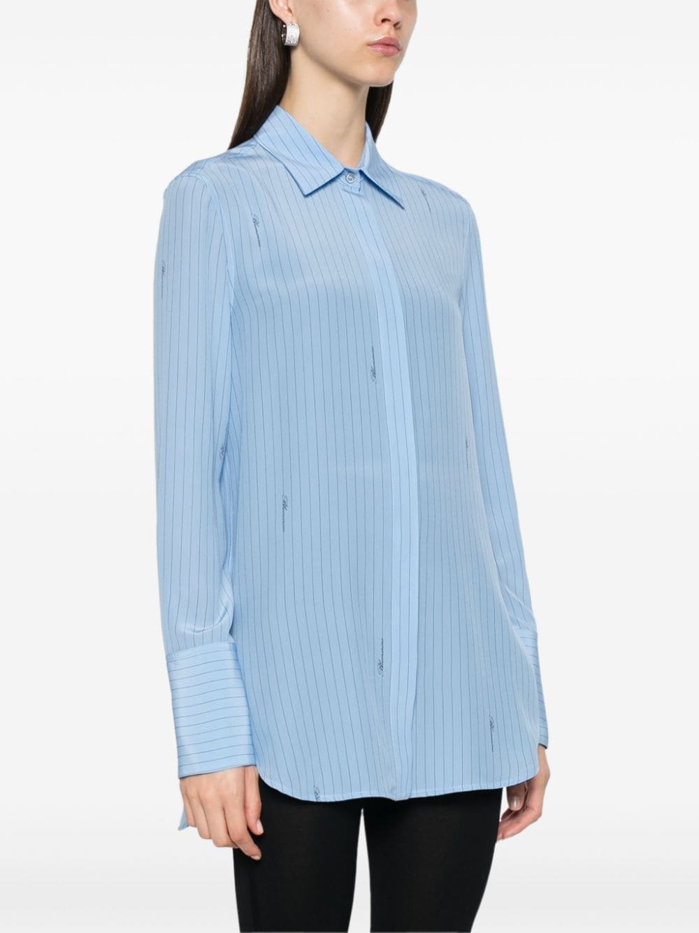 Shop Blumarine Pinstriped Shirt In Blue