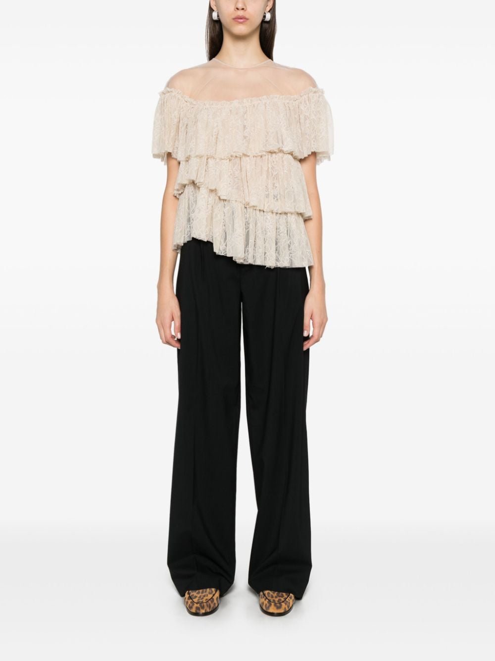 Shop Blumarine Layered Blouse In Neutrals