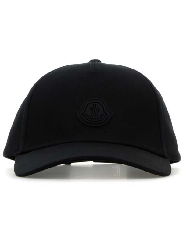 Moncler logo applique Cotton Baseball Cap Black FARFETCH HK