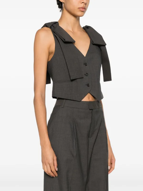 Blumarine bow-detail Vest | Grey | FARFETCH